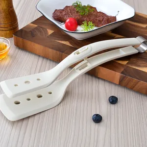 Pince-spatule 2-en-1 professionnelle en silicone pour steak, pain et barbecue grillé