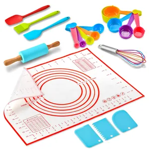 Ensemble de pâtisserie complet en silicone pour enfants avec rouleau et tapis antiadhésif