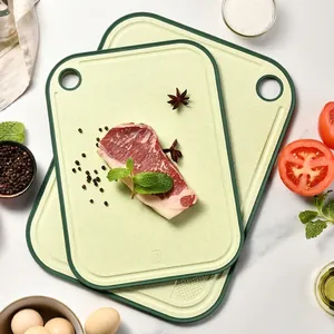 Double-Sided Wheat Straw Chopping Board Thickened Non-Slip Kitchen Cutting Board With Garlic Grinder And Scale For Meat Vegetables