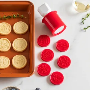 Juego de Moldes para Galletas de Presión 6 Sellos Intercambiables Navidad Animales Cumpleaños Patrones Plástico PP DIY