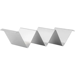 Durable W-shaped stainless steel taco holder stand for Mexican pancakes and tortillas