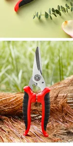 Cesoie da giardino professionali con impugnature ergonomiche antiscivolo rosse e nere