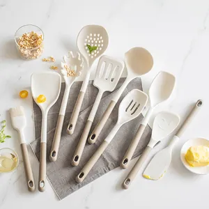 Heat Resistant Silicone Kitchen Utensils Set Non-Stick Cooking Tools With PP Handle Spatula Spoon Turner Brush For Cooking