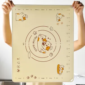 Thickened silicone kneading mat with cute orange cat pattern and baking scales