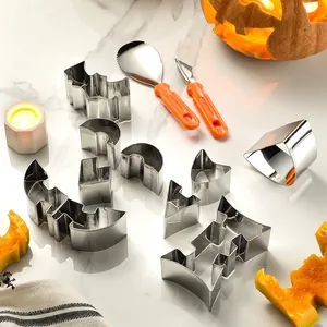 Kit complet de sculpture de citrouille 12 pièces en inox pour décorations d'Halloween