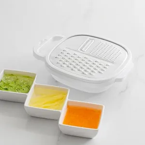 Multi-functional Stainless Steel Vegetable Slicer Shredder Grater With Container Box Portable White Manual Food Slicer Kitchen Tool