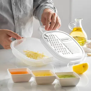 Multifunctional stainless steel vegetable grater and slicer set with container
