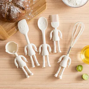 5-piece creative character-shaped silicone baking tool set with whisk and spatula