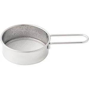 Durable stainless steel fine mesh flour sifter with ergonomic handle for baking and straining