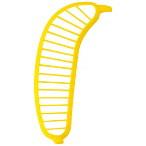 Yellow plastic banana slicer tool for creative kitchen fruit and vegetable cutting