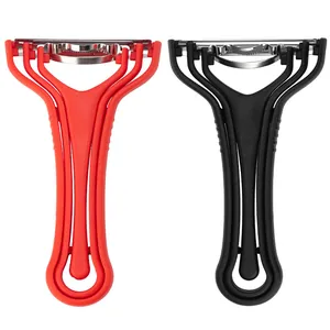 Juego de 2 peladores de verduras multifunción separables en rojo y negro para cocina