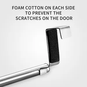 Detail of 430 stainless steel towel rack with protective foam padding for doors.