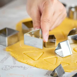 24-piece geometric stainless steel cookie cutter set for baking and chocolate