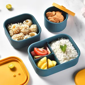 Portable Silicone Lunch Box With Cute Panda Relief Soft Food Grade Bento Box Microwave Safe Fresh Preservation Container Picnic Storage Bowl
