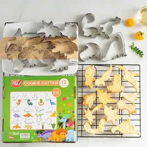 Roestvrij Staal Dier Dinosaurier Zee Thema Koekjesvormen Set Voor Kinderen DIY Bakken Gebak Decoratie Gereedschap