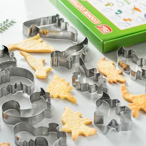Rvs dinosaurus koekjesvormpjes set voor DIY bakken en het maken van leuke koekjes
