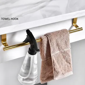 Stainless Steel Over Cabinet Door Towel Rack Single Bar Brushed Finish Kitchen Bathroom Storage Organizer Hanging Rail Bar