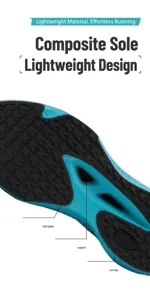 Makroansicht der Carbon-Laufschuh-Außensohle mit Popcorn-Zwischensohle und rutschfestem Gummi