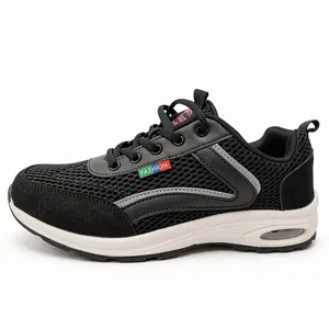Men's breathable mesh air cushion sneakers for walking and casual sports, black color