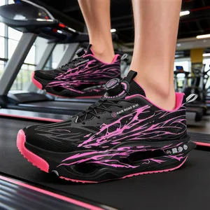Professional Cushioning Running Shoes Unisex Rotary Buckle Breathable Mesh Outdoor Training Sneakers Lightweight Athletic Footwear