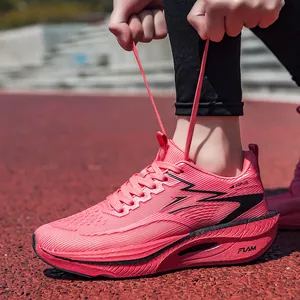 Scarpe da corsa marathon rosa professionali con piastra in carbonio per gare e sport