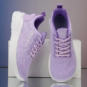 High-performance lightweight purple knit marathon running shoes for fitness training