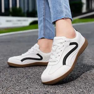 Men Retro GAT Style Sneakers PU Leather Wide Toe Casual Board Shoes Breathable Non-Slip Gum Sole Sport Walking Sneakers