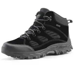 Schwarze Herren-Outdoor-Wanderschuhe mit gedämpfter Sohle für Trekking