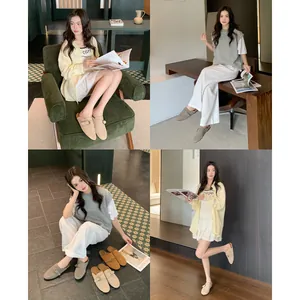 Casual women's thick-sole leather buckle strap mule shoes presented in various lifestyle settings
