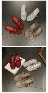 Various colors of elegant rhinestone mesh Mary Jane flats with inner heightening soles