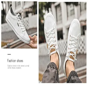 Baskets décontractées blanches respirantes pour hommes, chaussures de skate mode de rue.