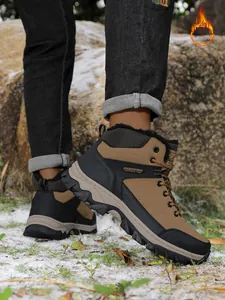 Men's warm fleece-lined winter snow boots for outdoor hiking and trekking activities