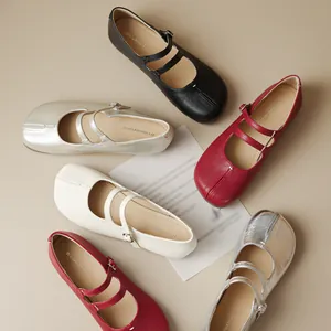 Ballerines Mary Jane élégantes à bout fendu en plusieurs couleurs