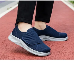 Chaussures de marche légères en maille pour hommes, bleu marine avec scratch