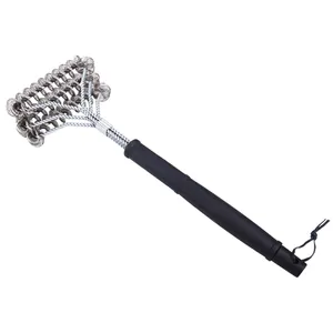 Langlebige BBQ-Reinigungsbürste aus Edelstahl mit langem Griff für Outdoor-Grillzubehör