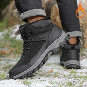 Men's warm winter snow boots with fur lining, designed for outdoor hiking and trekking