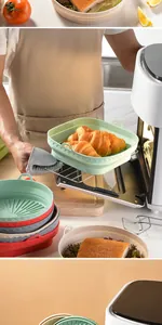 Doublure de friteuse à air en silicone carrée réutilisable avec des croissants