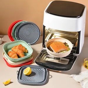 Panier en Silicone Pliable pour Friteuse à Air Moule Réutilisable Rond Carré Plateau de Four Avec Doubles Poignées Outils de Cuisine
