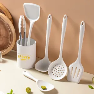 Ustensiles de Cuisine en Silicone Résistants à la Chaleur pour Poêles Antiadhésives Spatule Ergonomique Louche Avec Seau