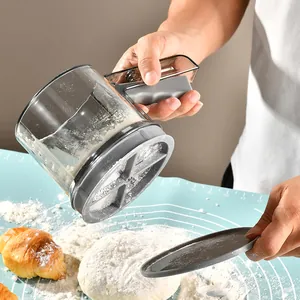 Handheld semi-automatic flour sifter with double-layer mesh for efficient baking needs