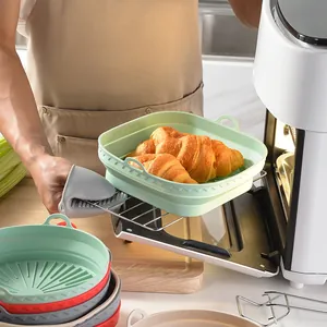 Panier pliable en silicone pour friteuse à air, formes carrée et ronde
