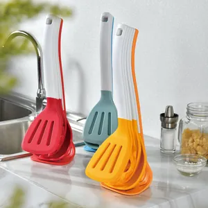 Modern 6-piece heat-resistant silicone kitchen utensil set with vertical stand design