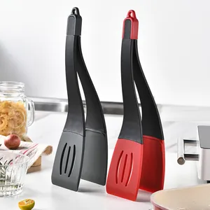 Versatile 2-in-1 silicone steak spatula tongs for kitchen cooking and serving