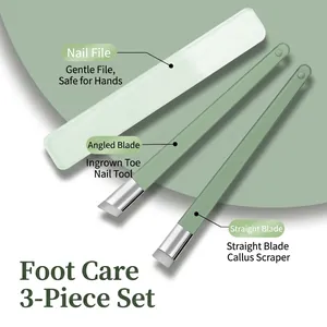 Professionelles 3-teiliges Pediküre-Set aus Edelstahl mit Glasnagelfeile und Schabern