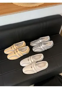 Sneakers ballerine in rete traspirante multicolore con zeppa e doppie cinghie in velcro
