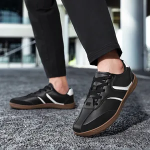 Sneaker classiche da uomo in pelle nera stile GAT con suola in gomma antiscivolo