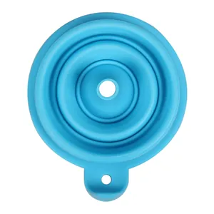 Blue folding silicone funnel portable collapsible kitchen tool for oil and liquid