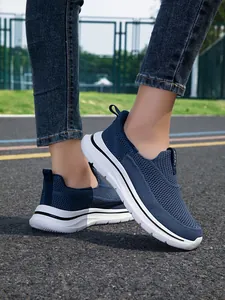 Zapatos de caminar transpirables de punto azul marino para mujer en exteriores