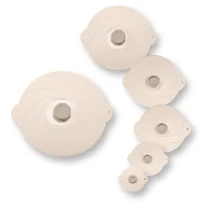 6-piece set of beige multi-size silicone stretch lids for food storage and sealing