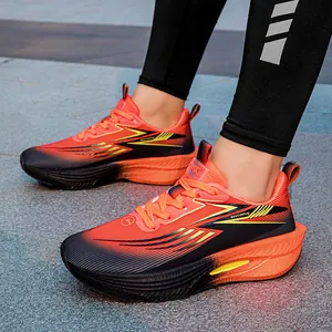 Ultra Light Mesh Running Shoes Breathable Carbon Plate Sneakers For Men Women Teenagers Gradient Casual Athletic Sport Shoes